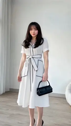 Midi dress black and white  #mididress #vintagedress #dresskorea #dresskondangan #dresscasual #dresspesta #fypp 