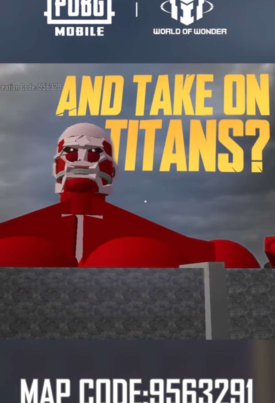 🔥 ATTACK ON TITAN Collab is FINALLY announced! Be the first to experience the THRILL of the Survey Corps! 🛡🦅 🗺Surprisingly, our creative players have crafted some incredible maps in WOW mode, bringing the titan to life. 💪 Let's check them out! Even MORE epic collab contents and maps coming NEXT! Stay tuned, and dedicate your heart!! ❤ #PUBGMOBILE #PUBGMWOW #meme
