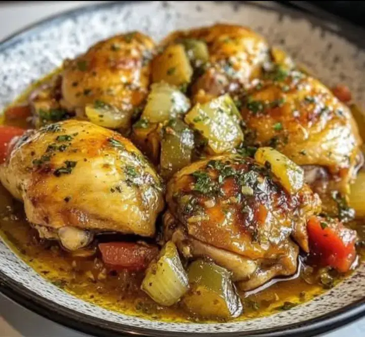 Pollo a la Portuguesa Ingredientes Para preparar Pollo a la Portuguesa, necesitarás: 4 muslos de pollo 1 cebolla grande, finamente picada 3 dientes de ajo, picados 2 cucharadas de aceite de oliva 1 pimiento rojo, cortado en tiras 1 pimiento verde, cortado en tiras 1 tomate grande, pelado y picado 1 taza de caldo de pollo 2 hojas de laurel 1 cucharadita de pimentón dulce Sal y pimienta al gusto Instrucciones Paso a paso para preparar Pollo a la Portuguesa: Dorar la base: Calienta las dos cucharadas de aceite de oliva en una cazuela grande a fuego medio. Añade la cebolla picada y los dientes de ajo, removiendo ocasionalmente hasta que estén dorados y desprendan su aroma. Este proceso puede tomar entre 5 y 7 minutos. Incorporar los pimientos: Agrega las tiras de pimiento rojo y verde a la cazuela. Cocina por unos 5 minutos adicionales, hasta que los pimientos comiencen a ablandarse y a liberar sus jugos. Añadir el tomate: Incorpora el tomate picado. Revuelve bien para que se mezcle con los pimientos, la cebolla y el ajo. Cocina durante otros 5 minutos, permitiendo que el tomate se deshaga ligeramente y forme una salsa espesa. Cocinar el pollo: Coloca los muslos de pollo en la cazuela, asegurándote de que estén en contacto con la salsa. Vierte la taza de caldo de pollo, y añade las hojas de laurel y el pimentón dulce. Lleva la mezcla a ebullición, reduce el fuego a bajo, y tapa la cazuela. Cocina durante 45 minutos, revisando ocasionalmente y girando el pollo si es necesario. Ajustar la sazón: Una vez que el pollo esté tierno y bien cocido, retira la tapa y prueba la salsa. Ajusta la cantidad de sal y pimienta según tu preferencia. Tiempo de Preparación y Calorías Tiempo de preparación: 15 minutos Tiempo de cocción: 45 minutos Calorías: 350 kcal por porción