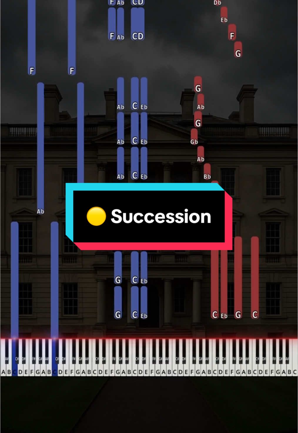 🟡 Succession (Intermediate Piano Tutorial)  #piano #pianotutorial #easypiano #pianocover #succession #successionintro #successionpianotutorial 