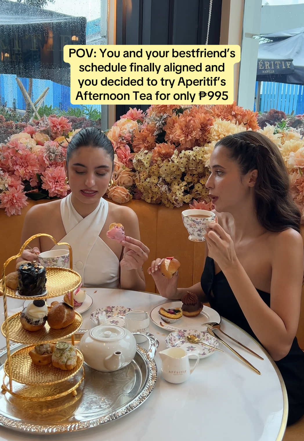Imagine the “tea” that was spilled this afternoon 🤭 Try our Afternoon Tea with your friends and family. Available in all branches 🫶🏻 This one is at Mall of Asia. #afternoontea #fyp #aestheticcafe #Summer 