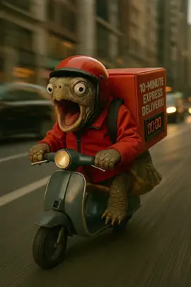 When you promised 10-minute delivery… but you’re a turtle 🐢💨 #turtle #expressdelivery #panic #meme #realism #funny #animalchaos