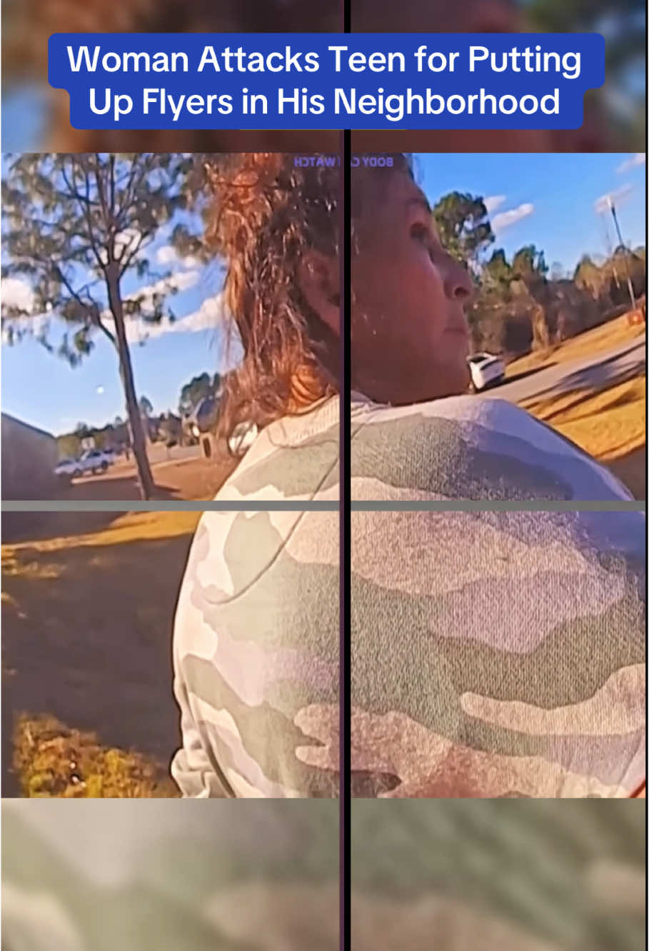Woman Attacks Teen for Putting Up Flyers in His Neighborhood ##cops #copsoftiktok 