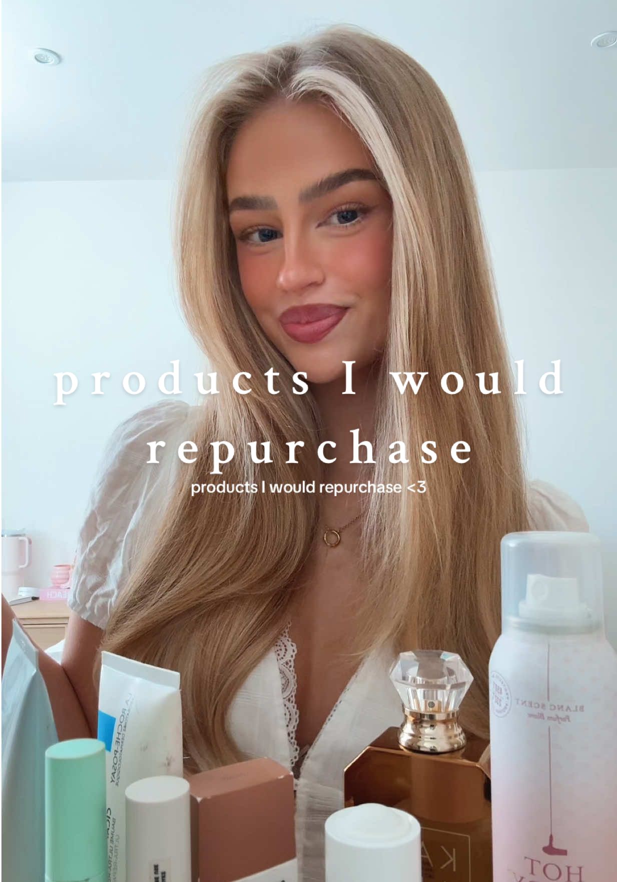 my all time faveeee products!!⭐️🎀 1. Ouai scalp serum- leaves my hair soo soft and helps with growth!! 2. Drybar heat protection- literally a dry spray so it’s so quick to use on dry hair 3. Beauty By Joseon tinted sunscreen- the only tinted spf I’ve tried that looks like makeup!! makeup layers perfectly on top <3 4. Kayali Invite Only Perfume- pls go and smell this it is addictive!! Never smelt anything like it! 5. Refy concealer- this + Huda beauty powder = perfect under eyes 6. Elf halo glow- my 3rd time buying this! Lowkey prefer it to Charlotte Tilbury!! 7. Rhode barrier butter- such a nice base under makeup 8. Rhode pocket blush- shade freckle makes you look like you have a gorgeous bronzed tan! 9. Smooth company smooth stick- such a good/healthier alternative to hairspray and gel. Obsessed!! 10. Huda beauty lip gloss- I’ve never been through a lip gloss faster. This and a brown lip liner = perfection <3333  #aprilfavorites #productsiwouldrepurchase #repurchase #products #makeup #skincare #haircare 