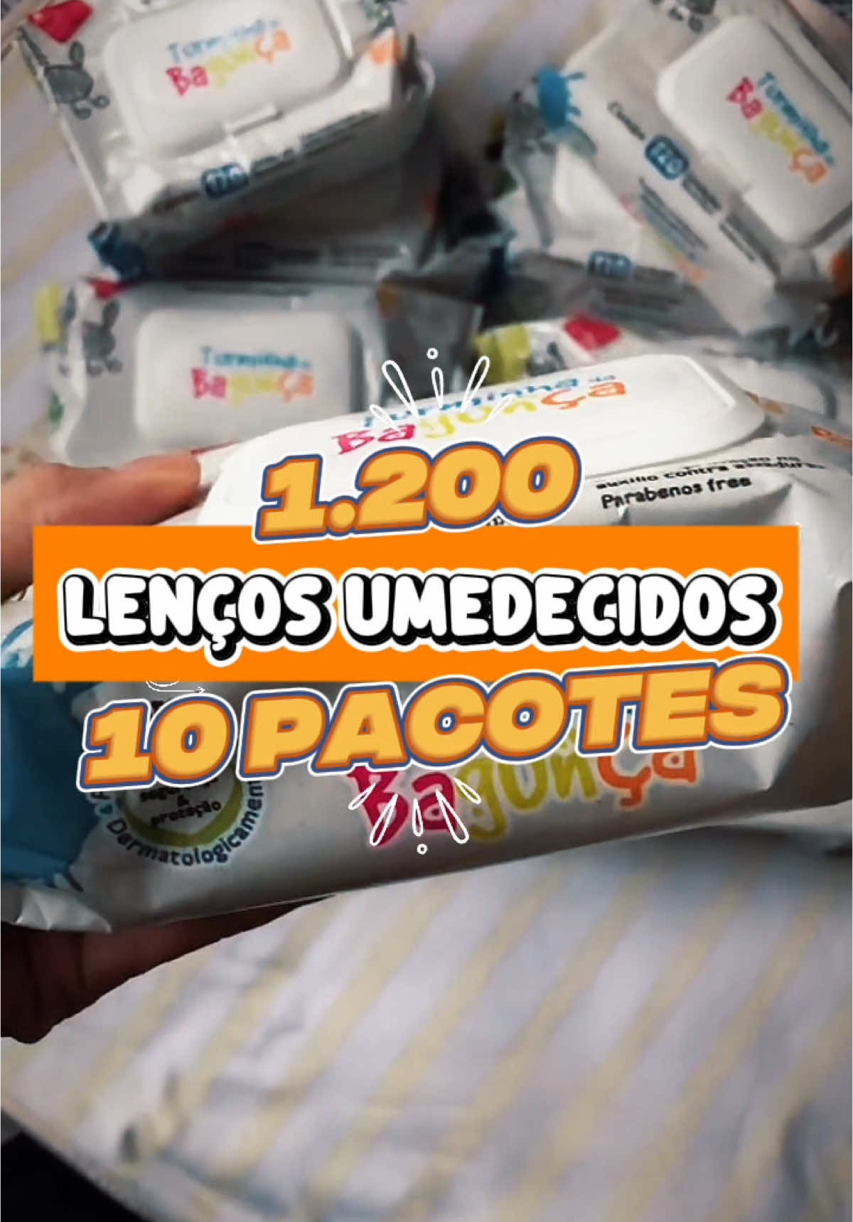Link na bio💝 Kit com 10 Pacotes de Lenços Umedecidos Turminha da Bagunça 120 Folhas