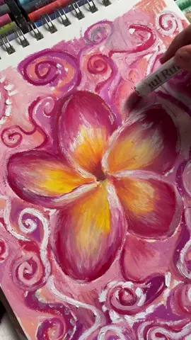 ⋆˚꩜｡  #oilpastel #oilpasteldrawing #plumeria #flower #art #sketchbook #mungyooilpastels #drawing #fyp #foryoupage #pink #lily 
