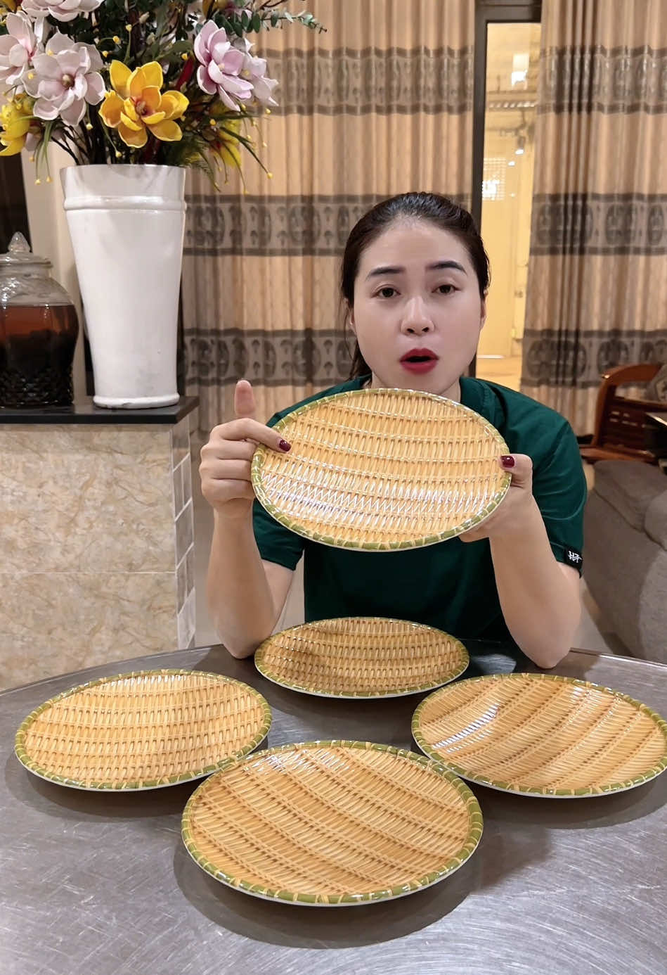 Combo 5 đĩa nhựa vân mây tre size 22 #huekhongcao93 #xuhuong #tiktokshop #dianhuagiamaydantre 