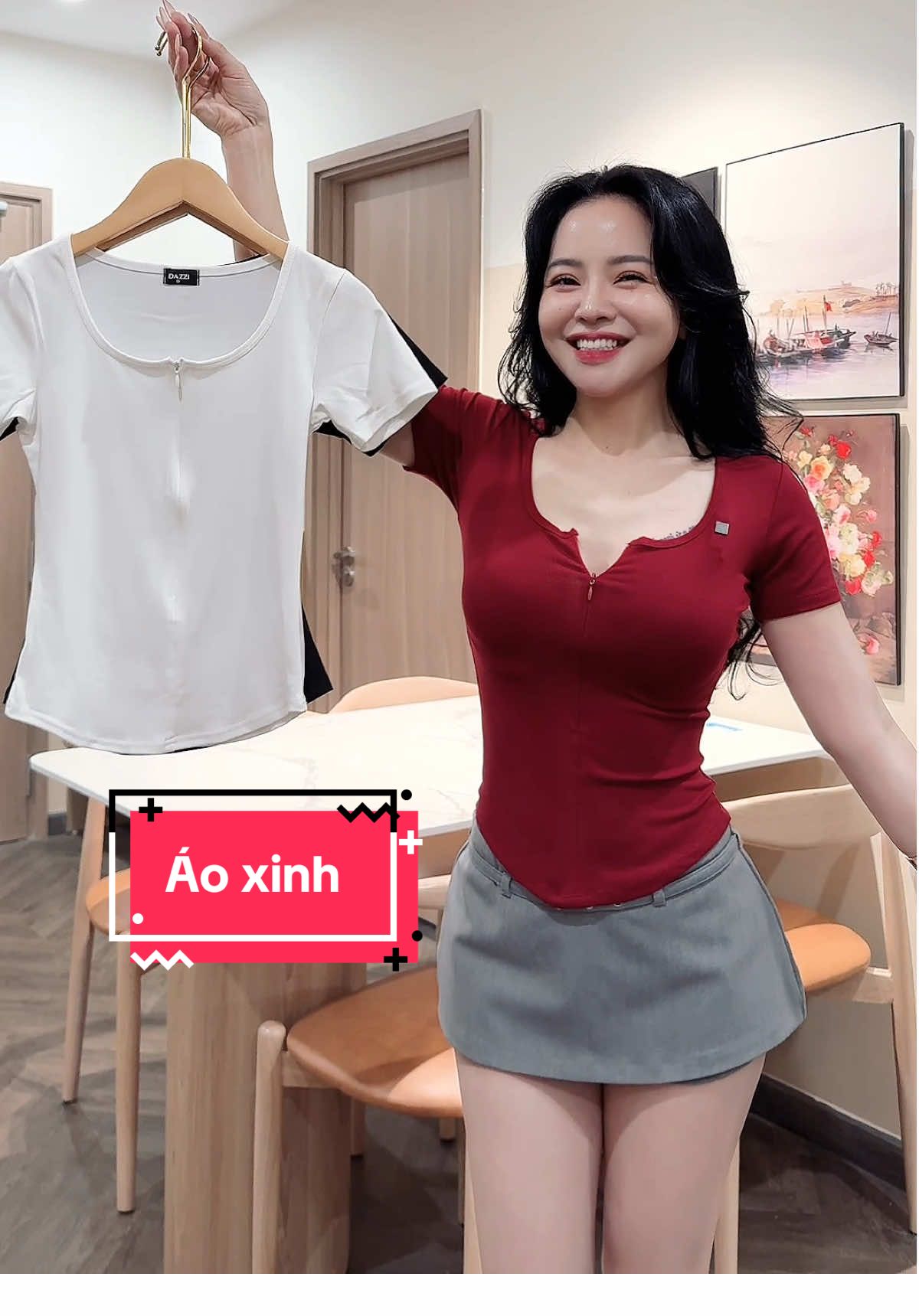 Áo cổ tròn kèm khoá ôm body xinh quá nè #ao #aothun #aobody #aocotron #aovatbau #aodep #aoxinh #hottrend #xuhuong 