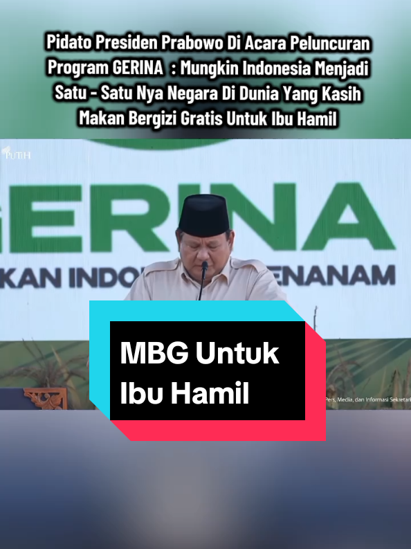 Pidato Presiden Prabowo Di Acara Peluncuran Program Gerakan Indonesia Menanam Tentang MBG Untuk Ibu Hamil .  #prabowo #prabowosubianto #makanbergizigratis #fypviralシ 