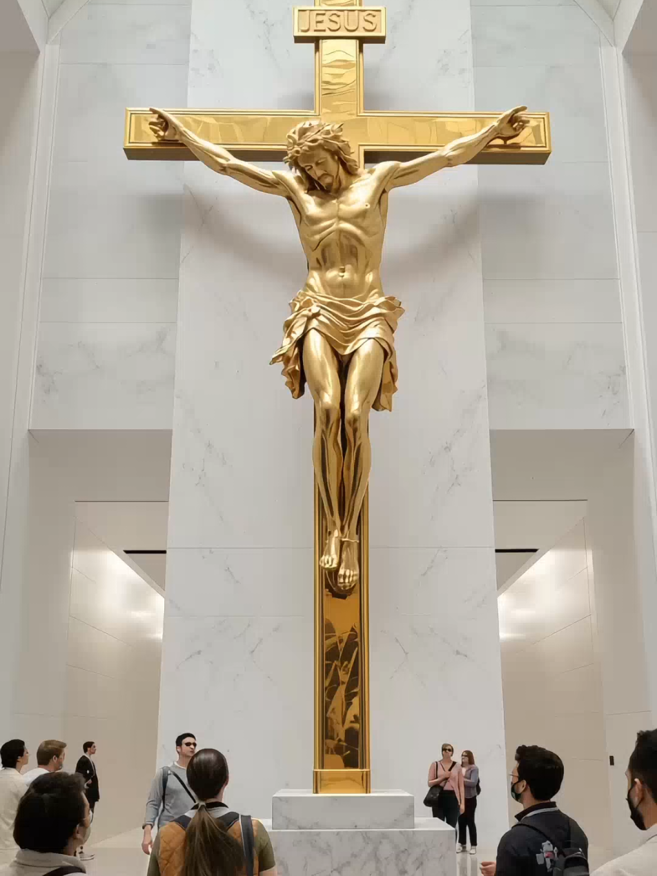Jesus ist King #jesus #viral #cross #gold #museum #gallery #hug #explore #reels #effect #trends #foryou #fyp #fy #viralvideos #holy 