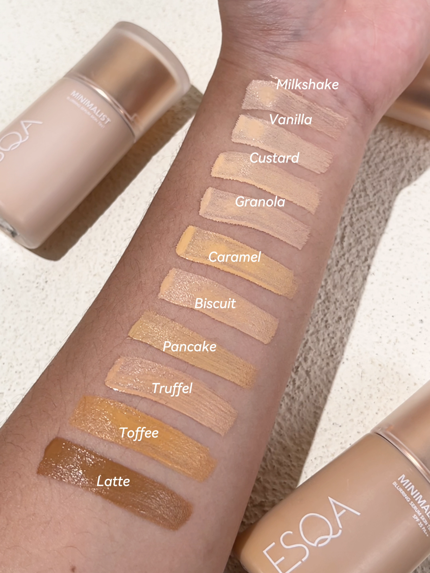 all the shades, all the slay 💅 from fair to deep—find your tint match 💖 #ESQACosmetics #ESQAddict #esqaminimalistblurringserumskintint #skintintesqa
