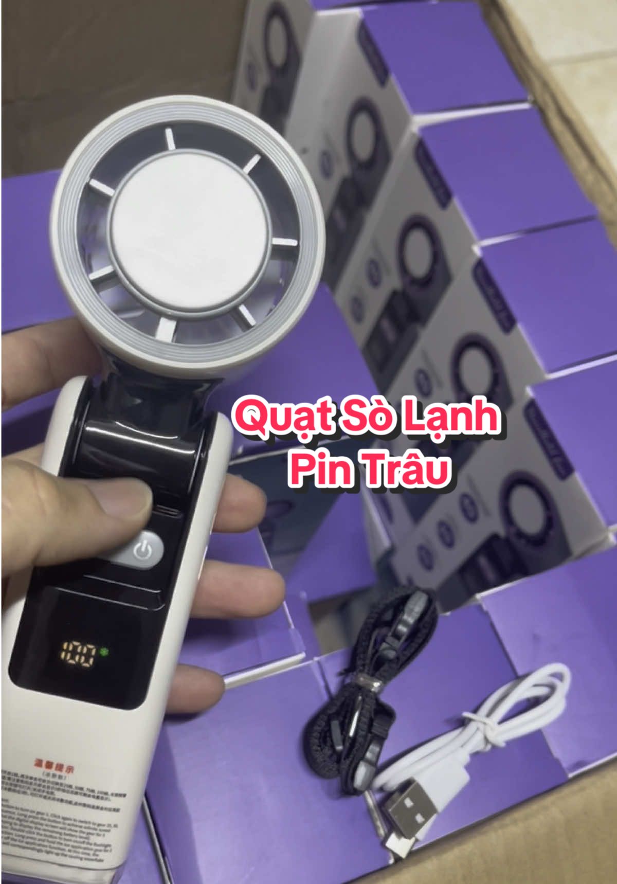 Quạt sò lạnh K801 mẫu hot lúc này, Pin trâu 4000mAh 100 cấp độ gió, làm lạnh, đèn pin, dây đeo cổ, cáp sạc USB. #quatsolanh #quattichdien #quattichdienmini #quatcamtay #quatcamtayminicaocap 