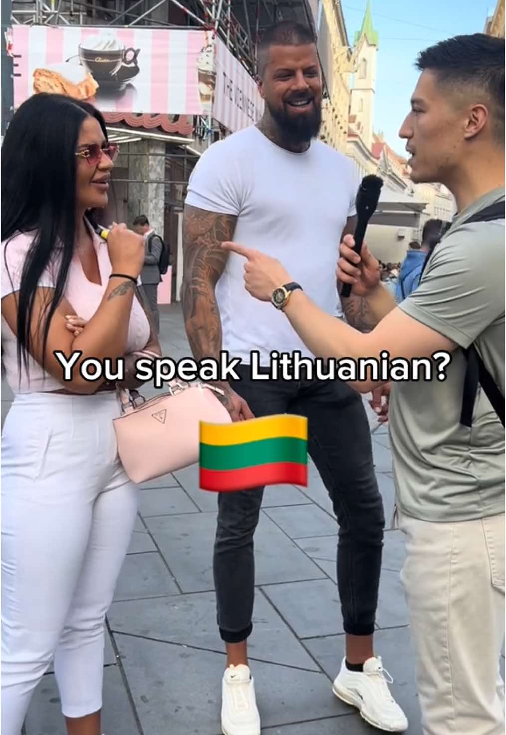 COUPLE CHALLENGES ME IN LITHUANIAN 🇱🇹 . #lithuania #lithuanian #japan #serbian #vienna #wien 