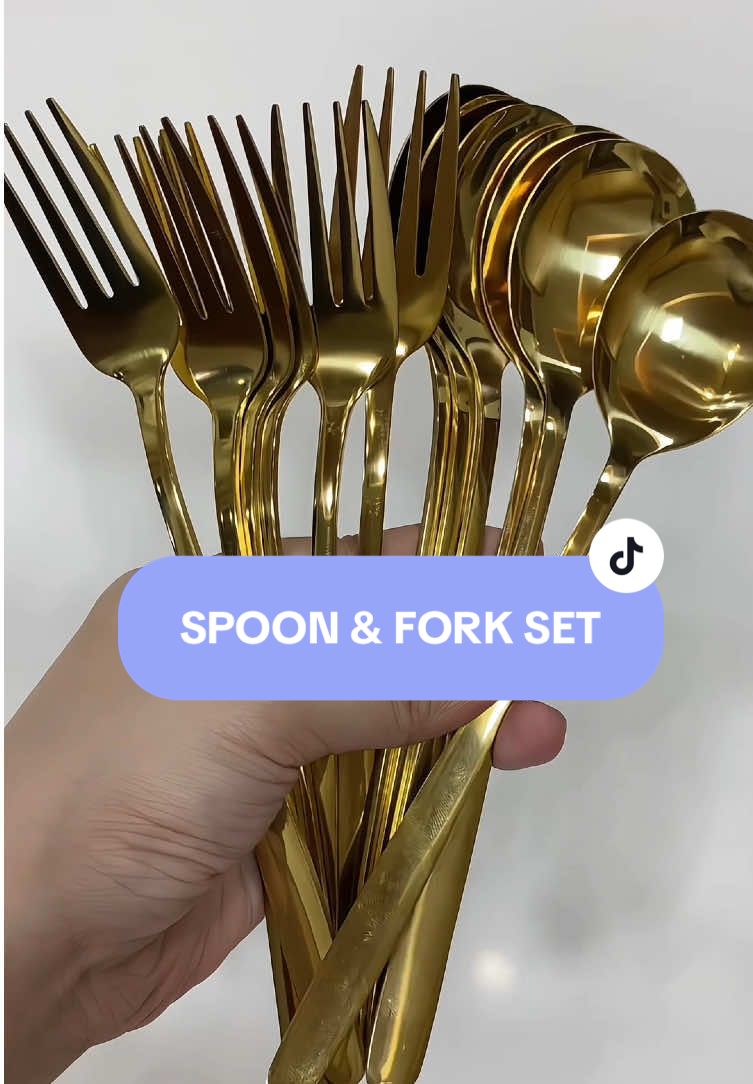 Shiny, sleek, and built to last utensils / cutlery! This gold spoon and fork set is not just elegant — this stainless steel spoon and fork set  is durable, long, and high quality. Also available in silver, but let’s be real… gold steals the show. #goldspoonandfork #stainlesssteelspoonandfork #kitchenessentials #goldutensils #ElegantDining #DurableUtensils #SpoonAndForkSet #cutleryset @everyone  @LIL'Mart @DIKON 