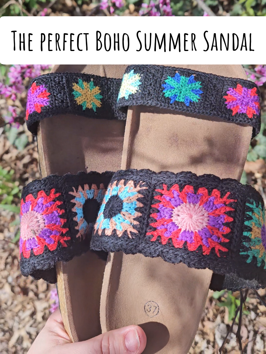Trust me your summer wardrobe needs these. #SummerStyle #BohoFashion #Sandals #OOTD #SandalSeason #TikTokFashion #ComfyAndCute #MustHaveShoes #FYP #embroideredsandals #embroideredshoes 