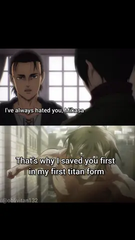 Did Eren understand then that he saved Mikasa and not just killed the first titan he came across? #aot #attackontitanedits #anime #animeedits #eren #mikasa #titan 