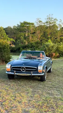 Driving a Classic Mercedes Benz 280SL until the sun goes down 🤩 Magical. Blue 350 with Bamboo leather interior  @uniquecarsofpalmbeach #uniquecarsofpalmbeach #classicmercedesbenz #mercedesbenz #280sl #classiccars #vintagecars 