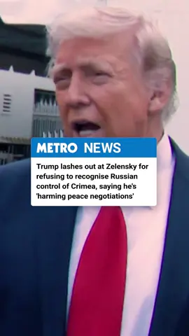 Donald Trump slammed Zelensky for his comments that Ukraine wouldn’t recognise Russian control of Crimea, calling the remarks 'very harmful to the Peace Negotiations with Russia.' #fyp #donaldtrump #zelensky #russiaukraine #crimea #peacenegotiations