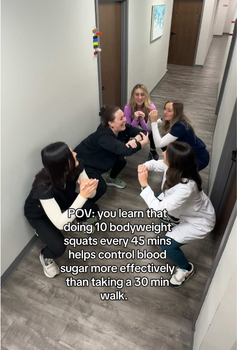 Who knew 10 squats could beat a 30-min walk? 😱 If you’re sitting all day, this is your sign to drop and squat every 45 mins! 🏋️‍♂️✨ Your blood sugar will thank you 💥 Tag a desk buddy and start the challenge today 💬👇 @cheyenne carter @Keisha Dove @DermNurse | Helena, RN  #SquatBreakChallenge #DeskDetox #MoveMoreSitLess #HealthHack #WellnessAtWork 