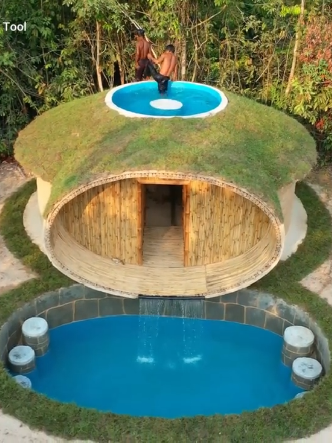 #primitive #House #primitiveskills #Build #Swimming #underground #Swimming #luxuryliving #fyp Building Jungle Craft Villa With Décor Private Living Room with very simple tools and skill 