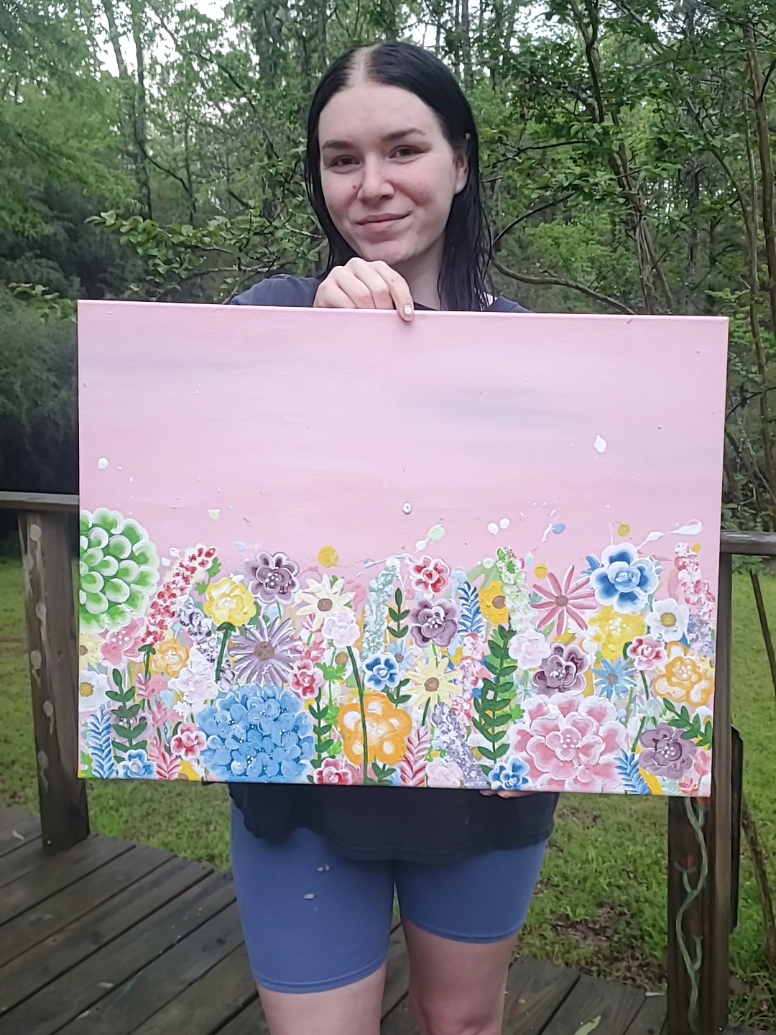 Art Reveal 😍 Where are my artist friends who aren't aesthetic and picture perfect? 🤣😭 #artreveal #painting #abstractart #arttok #artist #aesthetic #mom #flowers #relatable 