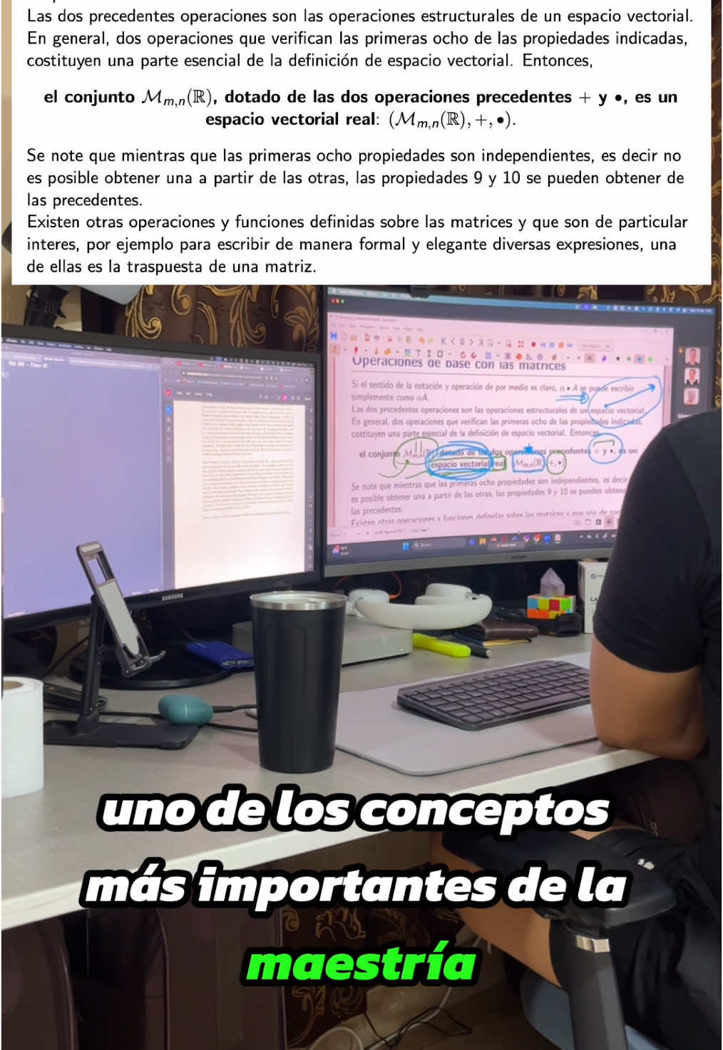 📚 Clase de matrices en el curso de Matemáticas para IA de la Maestría en Inteligencia Artificial en la UNI. Acompáñame en este journey académico-profesional. #ArtificialIntelligence #MasterIA #AIStudent #UNI #MachineLearning #DataScience #SolutionsArchitect #AIArchitect #CareerVlog #StudyVlog #TechLife
