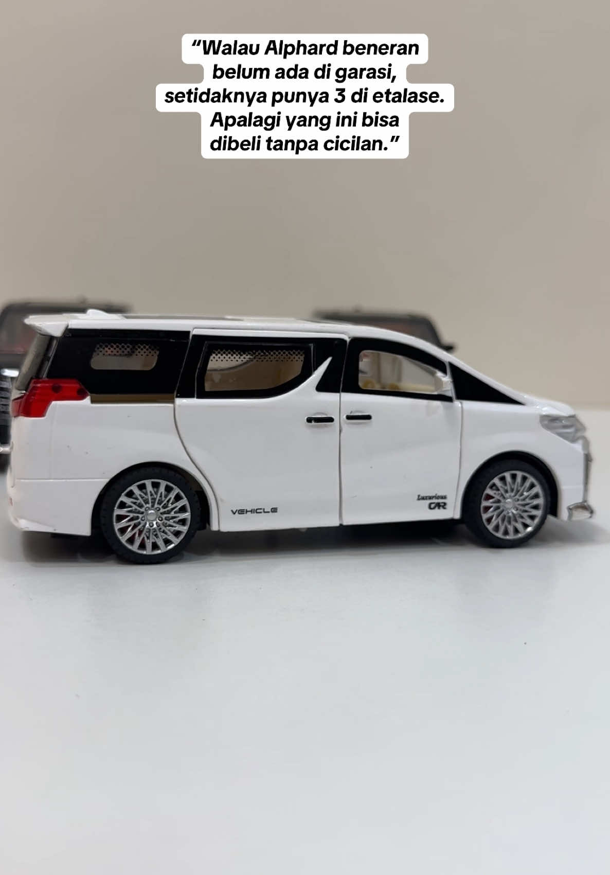 Diecast Alphard Pintu bisa buka. Ada suara. Interior detail. Alphard kecil yang bisa bikin kamu ngerasa sultan… minimal di kamar sendiri. #diecastalphard #alphard #alphardminiatur #alphardhitam #alphardputih 
