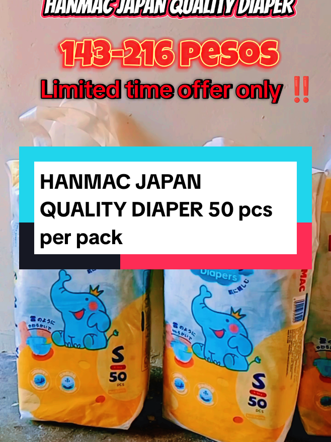 Hanmac Japan quality diaper 50 pcs per pack, Q shape with Disposal tape #hanmacdiaper #50pcsdiaper #japandiaper 