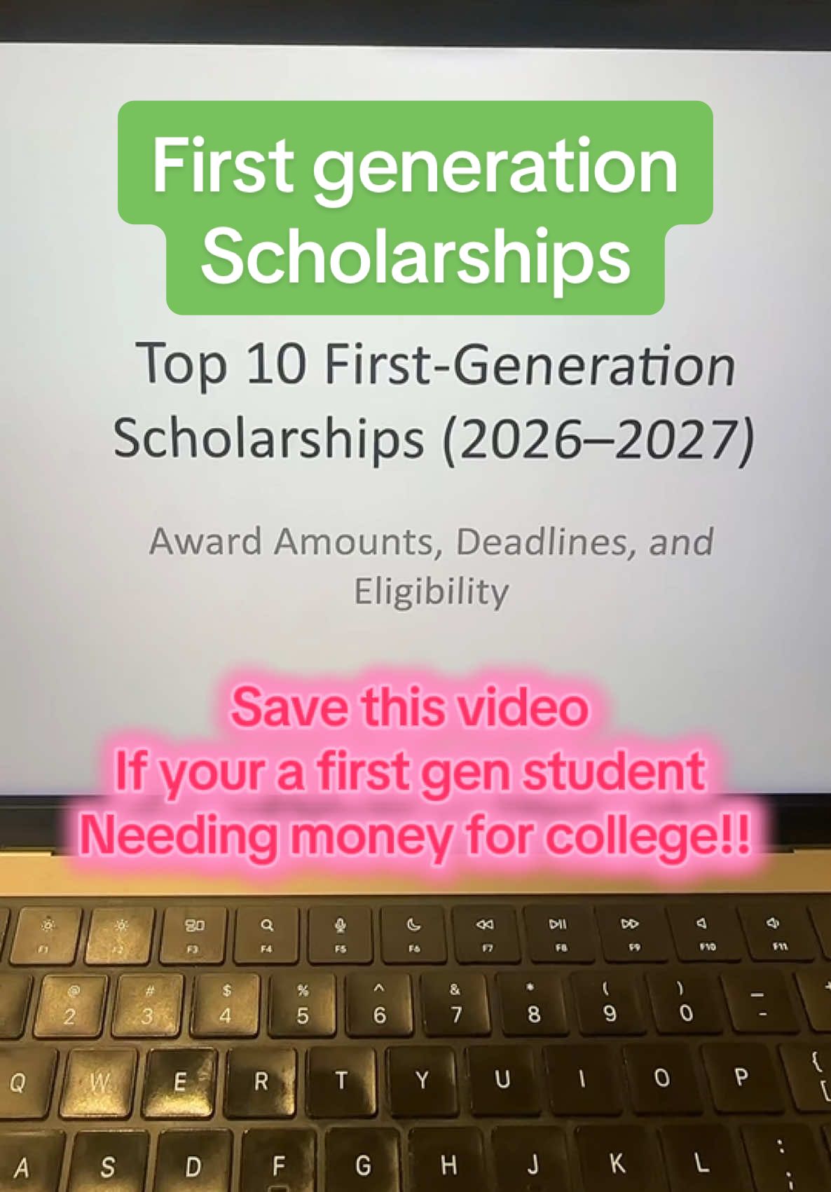 Stay tuned for more scholarship videos like these! #scholarships #scholarship #firstgenerationstudent #firstgeneration #firstgenlatina #firstgenstudent #scholarshiptips #scholarshiptok #moneytips 