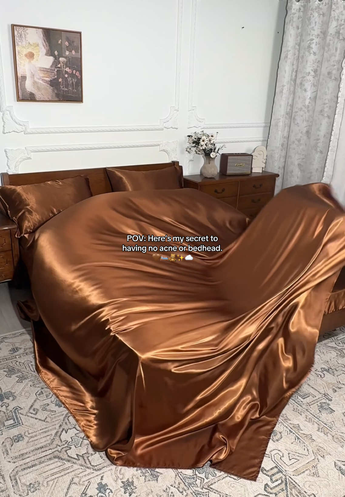 Those hot nights were gone.😫😫😫#homeup #homeupgrades #satin #satinsheets #satinpillowcase #bed #bedroom #bedding #beddingsets #beddingdecor #sheet #sheets #sheetset #luxury #silky #fyp #foryoupage #brown #browntiktok #giftideas #giftguide #gift #lovelanguage #tiktokshoprestock #bloomingjelly #bloomingjellysbd 