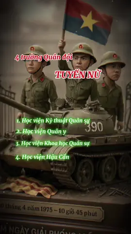 4 trường Quân đội TUYỂN NỮ 1. Học viện Kỹ thuật Quân sự 2. Học viện Quân y 3. Học viện Khoa học Quân sự 4. Học viện Hậu Cần#quandoi #quanđoinhandanvietnam #30thang4 #đgnlbca #quyettamdodaihoc #thithpt #2k7 #hocsinh #viral 