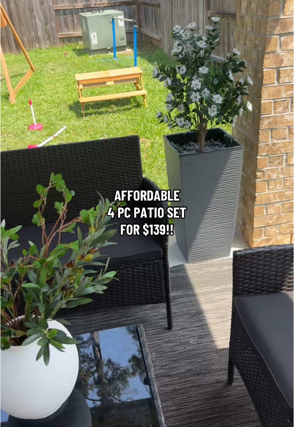 Affordable yet Beautiful 4PC Patio Set for $139!! Incredible Deal! #PatioSet #PatioFurniture #OutdoorLiving #Furniture #mothersdaygift 