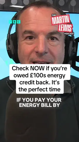 Check if you’re owed £100s energy credit back. Right now you get the cleanest indication of if you've too much credit (owt over 1.5mths of Direct Debit worth is likely too much)  Courtesy of ‘The Martin Lewis Podcast’ where I go into it in far more detail.