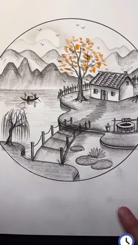 How To Draw a Beautiful Village ✏️ . . . #draw #drawings #fyp #videoviral #sketch #village 