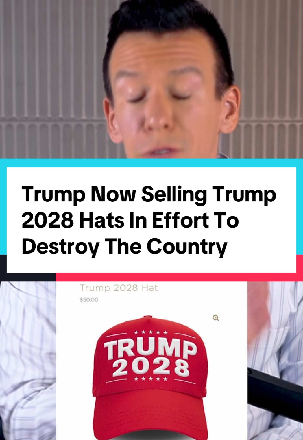 Trump Now Selling Trump 2028 Hats In Effort To Destroy The Country #usa #america  The official Trump store is now selling Trump 2028 hats. For $50 dollars you can wear a hat that celebrates the end of the United States, just like Eric Trump is here. To state the obvious - this is unconstitutional and the hunt for a loophole is unamerican. This comes as Trump says he’s not joking about serving a third term and saying that there are several ways to do it, and that actually a lot of people want him to do it. Trump says that he would love to run against Obama in 2028 - again both men are ineligible to be President. Steve Bannon said recently - “We're working on 5 or 6 different alternatives for how Trump could run again and be president…I continue to say that on the afternoon of January 20th, 2029, Donald Trump is going to be president for his third term.” Bannon also said that Trump will go to prison if a Democrat is allowed to take office in 2028. A new poll from Reuters says that 75% of Americans don’t believe Trump should run for a third term and 53% of Republicans also said he shouldn’t.