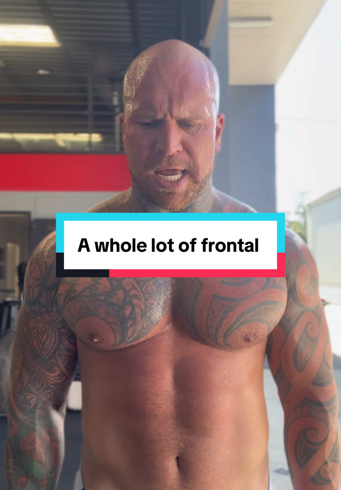 A whole lot of frontal 🫠#shoulderworkout #workout #workoutmotivation #motivation #tattoo #bald #proud 