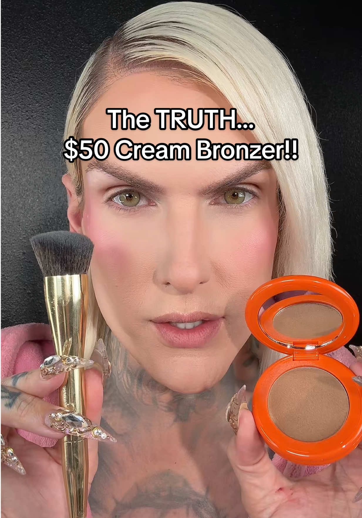 Is the @SARAH CREAL BEAUTY $50 cream bronzer Jeffree Star Approved?! 😱 #makeupreview #jeffreestar #sephora #sarahcreal #creambronzer #BeautyTok #luxurymakeup #fyp 