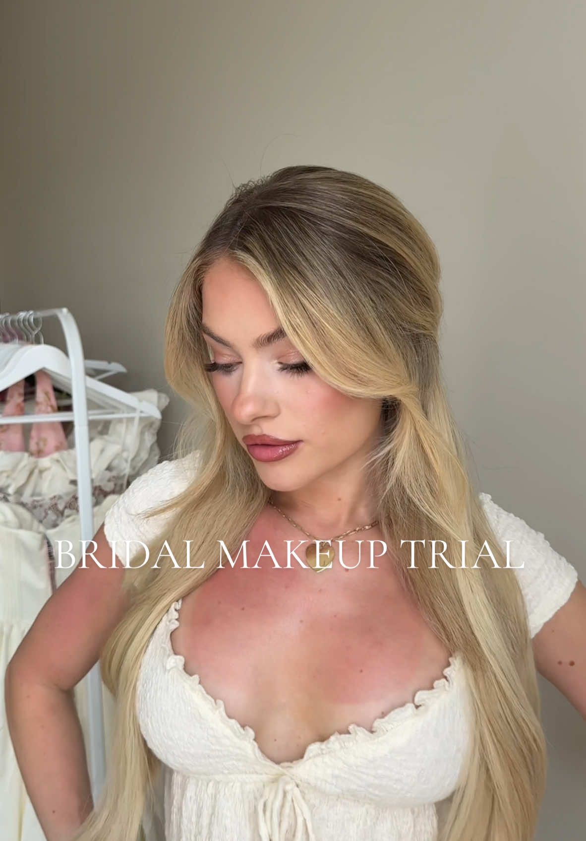 i loveeeee how this one turned out 🤍 bridal makeup is a very trust the process type of thing lol #bridalmakeup #makeuptrial #wedding #2025bride #summerbride #2025wedding #imgettingmarried #bridalglam 