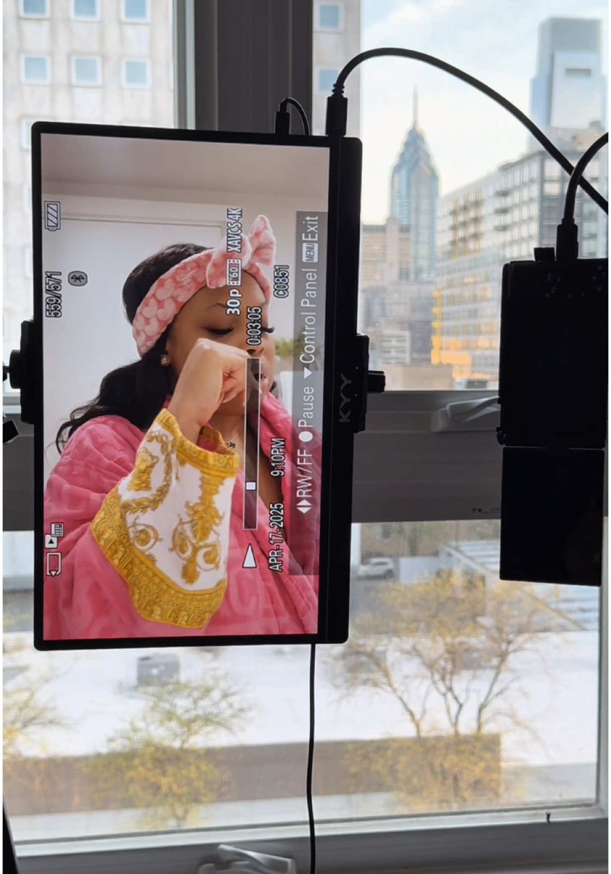 Game Changer! Now I can finally see myself while filming on my camera. You can also use this monitor for your iphone/iPad.  I hope this was helpful. Let me know if you need an in depth video on my filming setup.  Everything is linked on my Amazon Storefront  Comment SETUP below to receive a DM with the link to shop this post on my LTK  #portablemonitor #kyymonitor #filmingsetup #howtoseeyourselfwhilefilming #camerasetup 