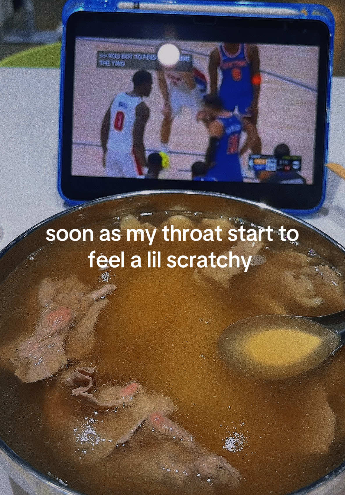 i was feening 🥲 #sickday #pho #soup #sickness #hangover #hangovercure #sorethroat #knicks #detroitpistons #basketballtiktok 