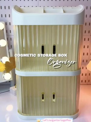 Dustproof Cosmetics Storage with Sliding Doors Desktop Organizer