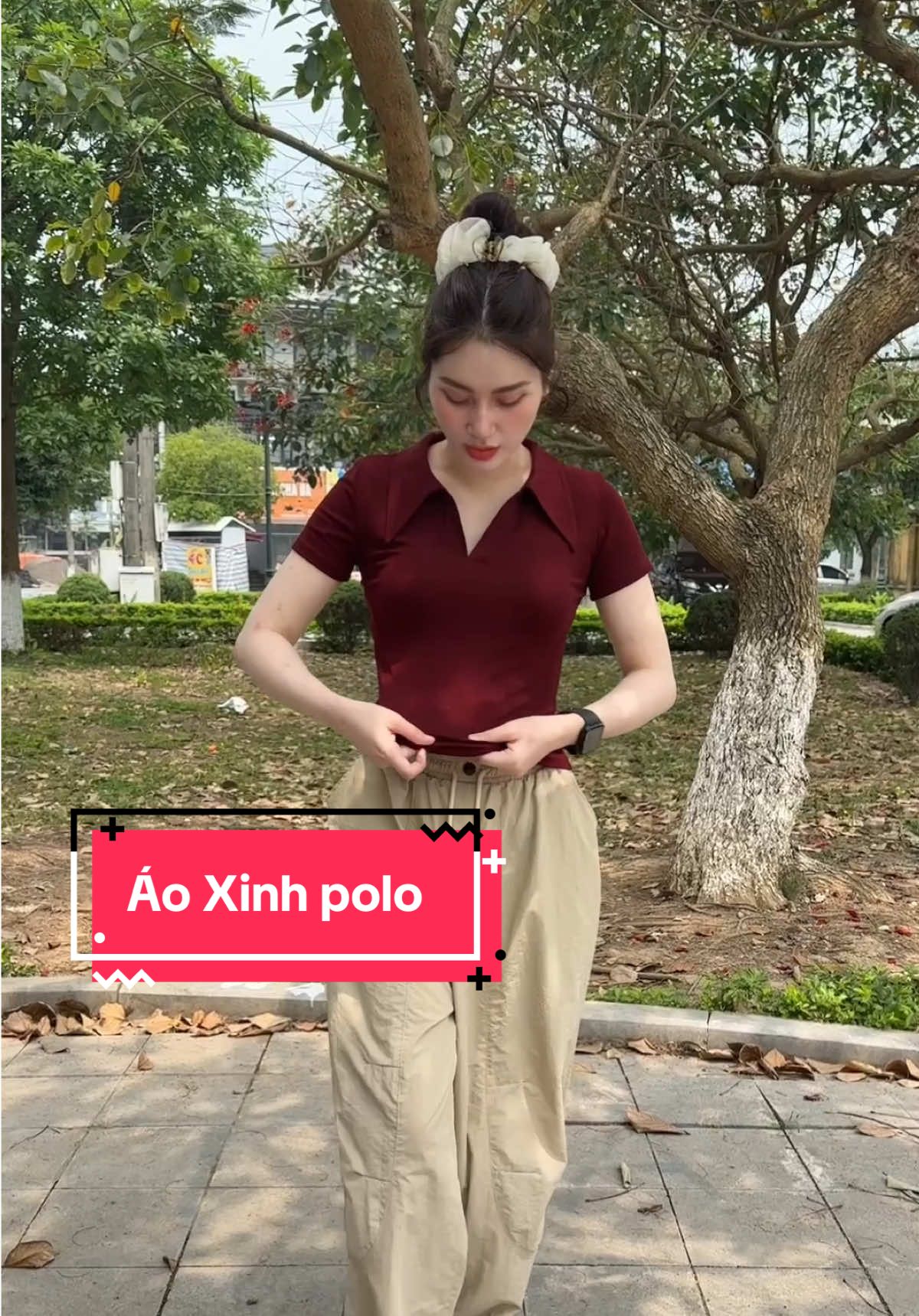 Áo thun nữ ngắn tay cổ V polo lịch sự #aoxinh #aonu #aothunnu #aoxinhhottrend #xuhuongthoitrang 
