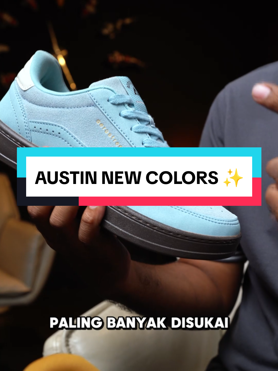 Sepatu Austin dengan warna baru udah rilis nih guys 🔥 Kamu bisa check out dikeranjang kuning untuk dapetin potongan harga 🛒 #bestseller #tiktokviral #fypage #aerostreet #newarrivals #sneakers 