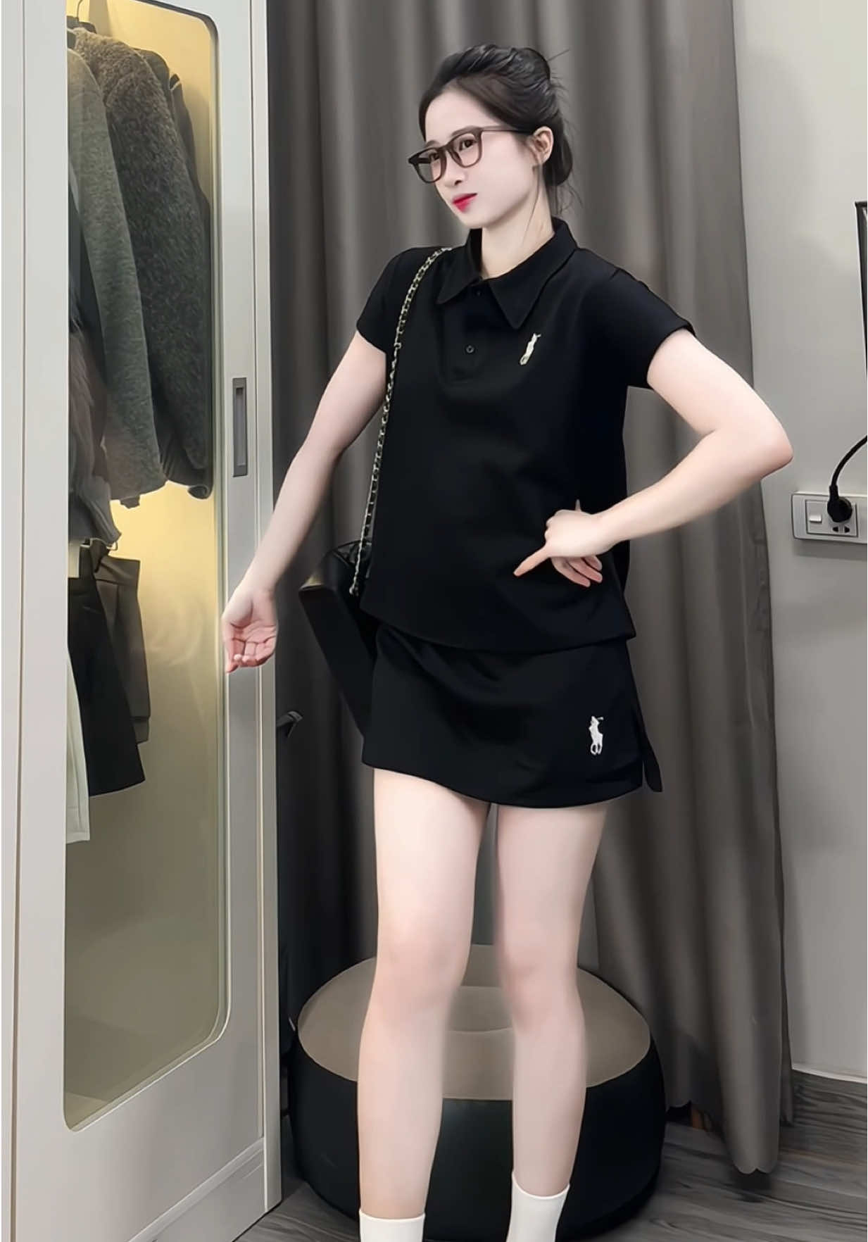 Set váy áo polo+ chân váy thêu ngựa cạp chun #fyp #xh #outfit #thoitrangnu #xuhuongtiktok 