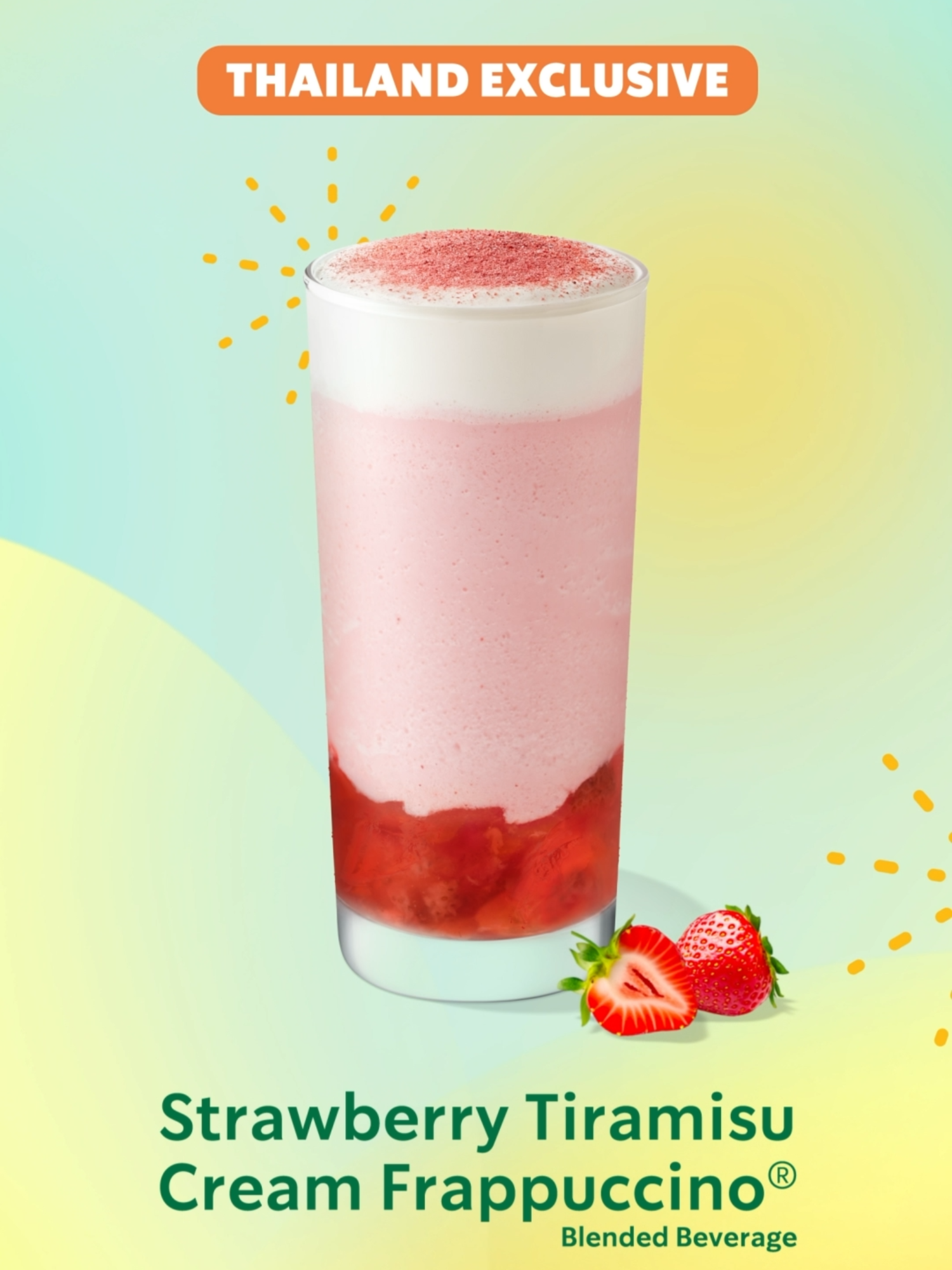 ดับร้อนซัมเมอร์นี้กับเครื่องดื่มใหม่ที่มีเฉพาะในไทย! ☀️🍓 Strawberry Tiramisu Cream Frappuccino® Blended Beverage นมปั่นกับชิ้นสตรอว์เบอร์รี ชุ่มฉ่ำด้วยเจลลี่สตรอว์เบอร์รีด้านล่าง ท็อปด้วยโฟมครีมไวท์ช็อกโกแลต และโรยผงสตรอว์เบอร์รีฟรีซดราย คนรักสตรอว์เบอร์รีห้ามพลาด มาอร่อยได้ผ่าน Starbucks® TH app แบบสั่งล่วงหน้าแล้วแวะรับที่ร้าน, Starbucks Delivery, สั่งผ่านแอป เสิร์ฟที่โต๊ะ, บริการ Drive Thru หรือที่ร้านนะคะ #StarbucksTH
