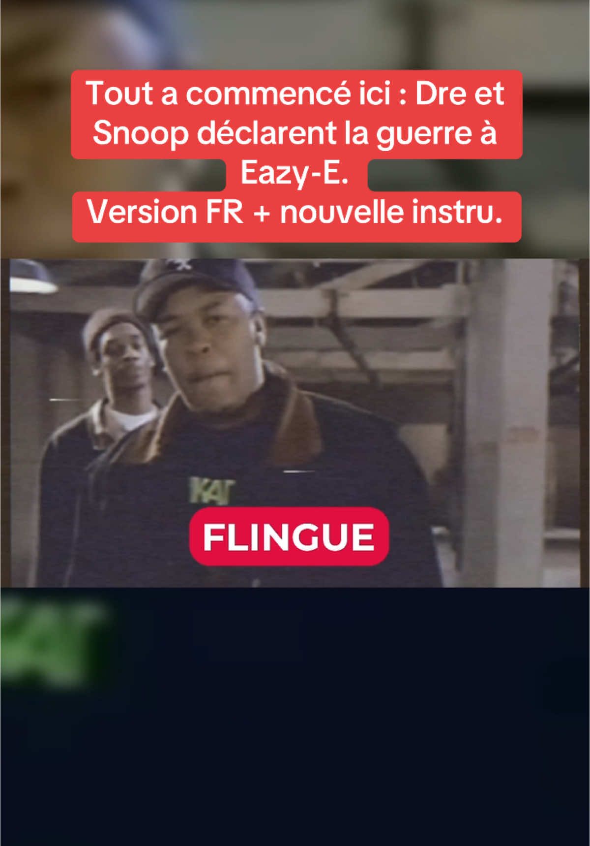 Avant qu’Eazy-E ne réponde, Dre & Snoop avaient lancé les hostilités. Un clash légendaire, une guerre West Coast entrée dans l’histoire. Aujourd’hui, je vous fais (re)découvrir leur attaque… “Dre Day”, version française, nouvelle instru, même énergie iconique. #drdre #snoopdogg #eazye #dreday #westcoast #rapfr #rapfrancais #rapus #traductionfr #pourtoi #fyp #drdrefeatsnoopdog 