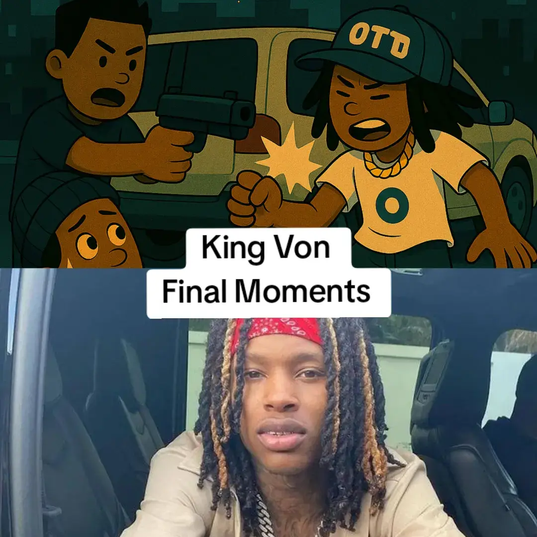 On November 6, 2020, King Von was involved in a deadly altercation outside the Monaco Hookah Lounge in Atlanta, Georgia. Earlier that night, he had been celebrating the release of his new album “Welcome to O’Block” at a local nightclub. Around 2:00 AM, Von and his crew arrived at the lounge, where they unexpectedly encountered Quando Rondo’s group. Surveillance footage later showed Von exiting a vehicle and immediately approaching Quando Rondo, initiating a physical fight. Seconds into the brawl, gunfire erupted  shots were fired by both sides, including an off-duty police officer nearby. Von was struck multiple times during the shootout and collapsed at the scene. He was rushed to Grady Memorial Hospital in critical condition but was pronounced dead shortly after arrival. Two others were also killed, and multiple people were injured. Timothy Leeks, a known associate of Quando Rondo, was arrested the same day for Von’s murder. The entire event unfolded in just minutes, tragically cutting short the life of one of drill music’s rising stars. Thank you all for 1K followers and 10K views on all my previous stories. Thank you all for supporting them. This took the longest of all of them FYI. I didn't expect them to get these amount of views. If you need a story, you can comment who you want but because it's hard generating all of them, don't expect to see it as some have a very complex storyline. I dunno when I'll upload next, it will depend on how this will do mostly. Anyways, thanks for watching and RIP King Von #kingvon #kingvonfrmdao #dayvonbennett #tookhertotheo #crazystory  #chicago #rapper #story #storytime #gunviolenceawareness🧡🧡🧡 #rip #legend #tribute #fypppppppppppppp #fyppp #virał 