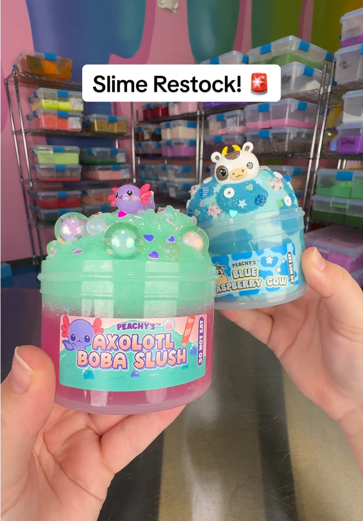 We just restocked with the cutest new slimes! 👀🫶 Head to Peachybbies.com to grab yours before they sell out again!! 💕