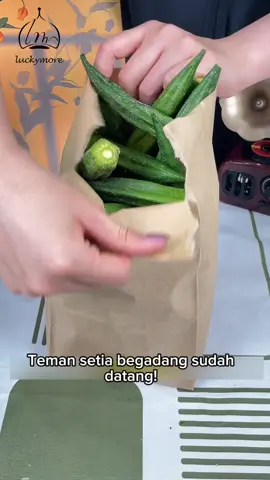 Teman setia begadang sudah datang! Kalau kamu sering tidur larut, disarankan makan dua potong per hari. Kalau kamu juara begadang, langsung jadikan camilan harian — inilah okra renyah. #keripik #renyah #camilansehat #okra #makanan 