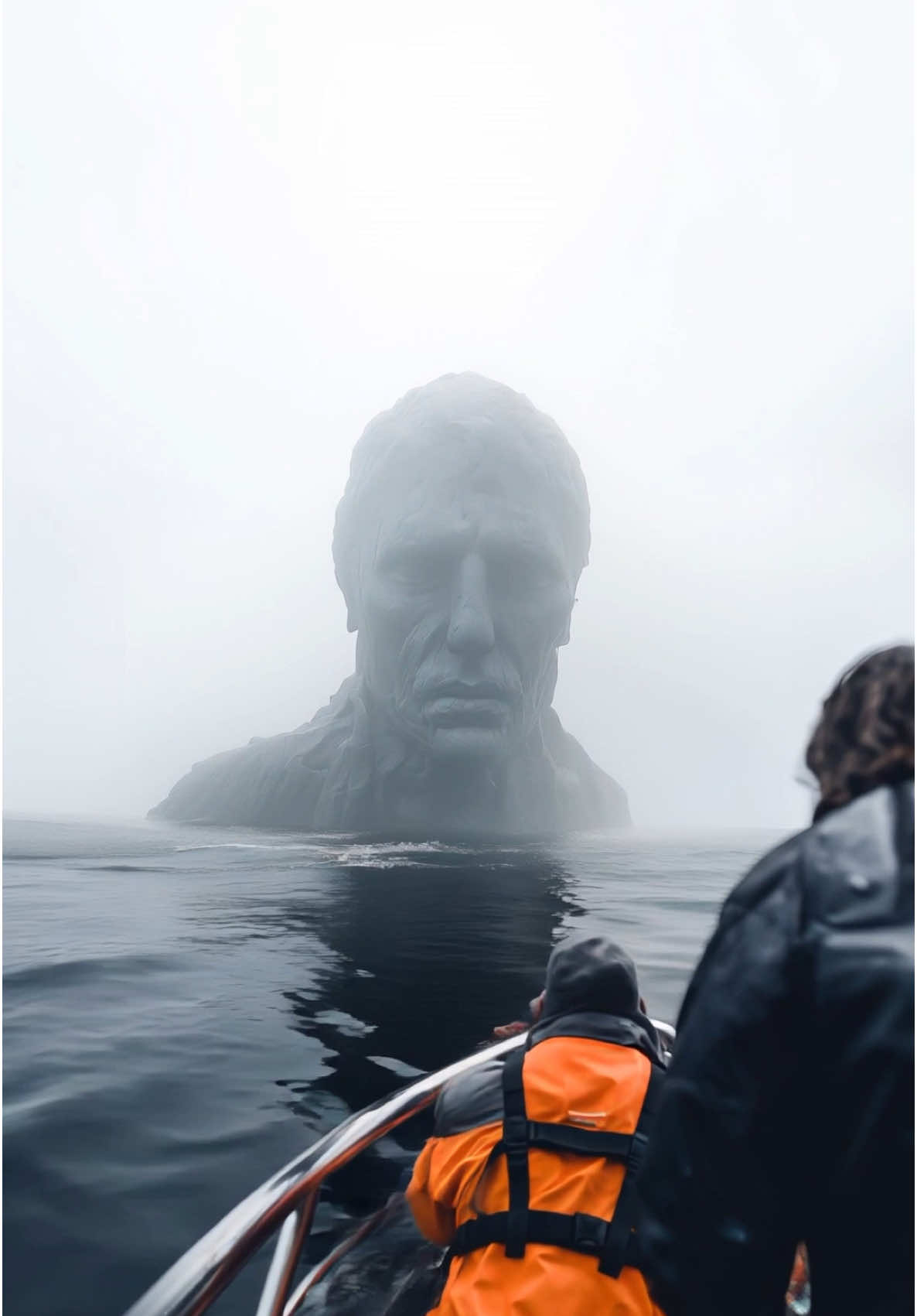 Something ancient just woke up…  It started like any other day at sea… ⛵️ Two fishermen, drifting quietly through the thick morning fog 🌫️ — just waves, wind, and the hum of the engine 🌊⚙️. But then… out of nowhere… the water ripples ⚠️, and something MASSIVE begins to rise ⬆️. A colossal stone head 🗿, like a forgotten god or ancient titan, slowly emerges from the deep 🌊. Was it a statue? A giant? A warning? They stare in total silence 😳, caught between fear and awe. This moment felt like stepping into another world ✨ — a glitch in reality ⚡. Would you have turned back… or gone closer? #FantasyWorld #OceanMystery #CGIFantasy #GiantAwakens #AncientGod #EpicReveal #seamonster #ShortFilmVibes #TikTokFantasy #UnrealMoment #FishermenAdventure #FoggyOcean #MythicalScene #ViralVideo #MindBlown #AiVideoMagic #FYP #oceanmysteries 